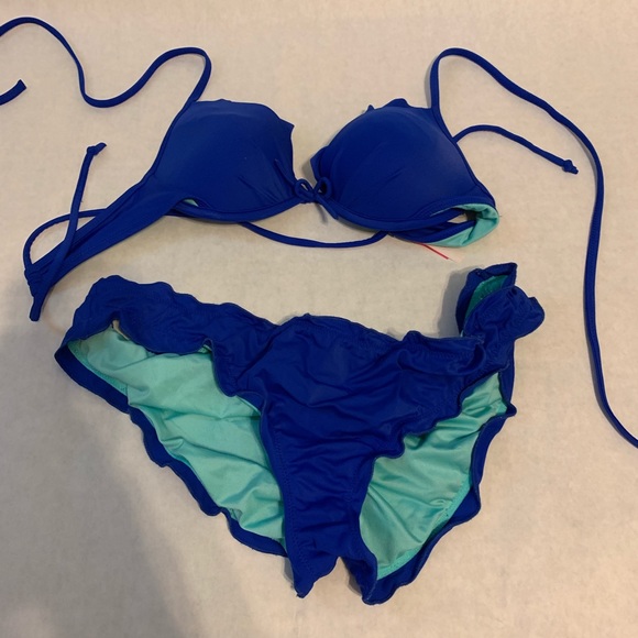 Victoria’s Secret Fabulous Swimsuit Blue 34B M - Picture 1 of 4